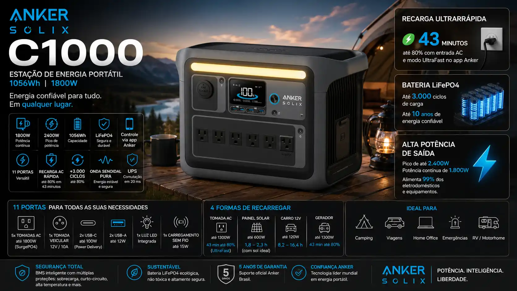 Imagem ilustrativa da Anker SOLIX C1000