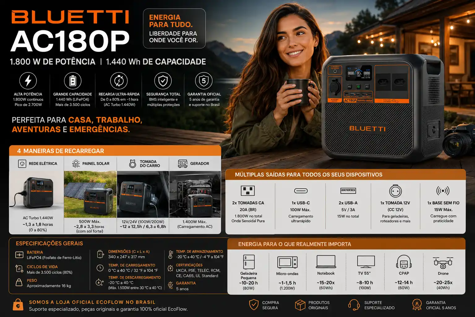 Imagem ilustrativa da BLUETTI AC180P